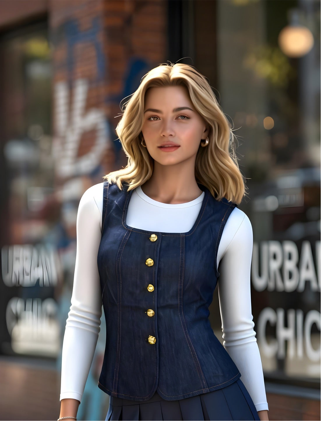 Blusa de Mezclilla Con Botones Dorados